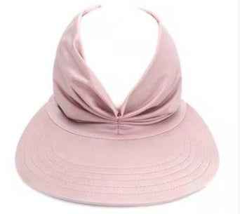 Cross-Border New Anti-Ultraviolet Sun Visor Outdoor Fashion Trend Empty Top Hat European And American Style Creative Big Brim Hat Pink Cap circumference 56 65cm