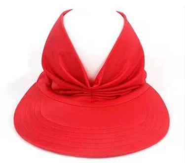 Cross-Border New Anti-Ultraviolet Sun Visor Outdoor Fashion Trend Empty Top Hat European And American Style Creative Big Brim Hat Red Cap circumference 56 65cm