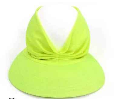 Cross-Border New Anti-Ultraviolet Sun Visor Outdoor Fashion Trend Empty Top Hat European And American Style Creative Big Brim Hat Yellow Cap circumference 56 65cm