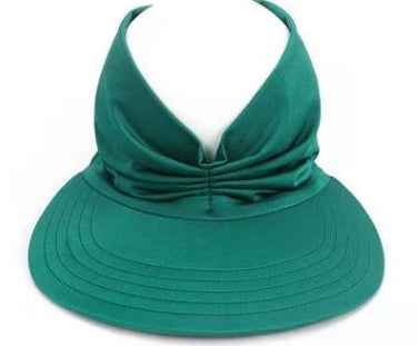 Cross-Border New Anti-Ultraviolet Sun Visor Outdoor Fashion Trend Empty Top Hat European And American Style Creative Big Brim Hat Green Cap circumference 56 65cm