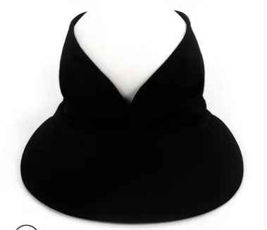 Cross-Border New Anti-Ultraviolet Sun Visor Outdoor Fashion Trend Empty Top Hat European And American Style Creative Big Brim Hat Black Cap circumference 56 65cm
