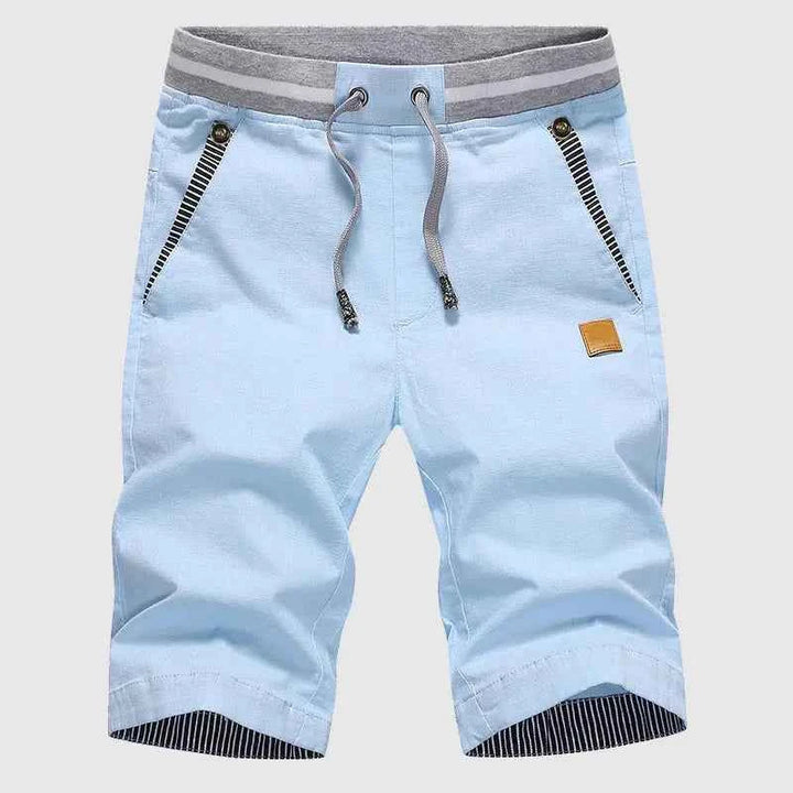 Men's Elastic Waist Cotton Summer Shorts Light Blue