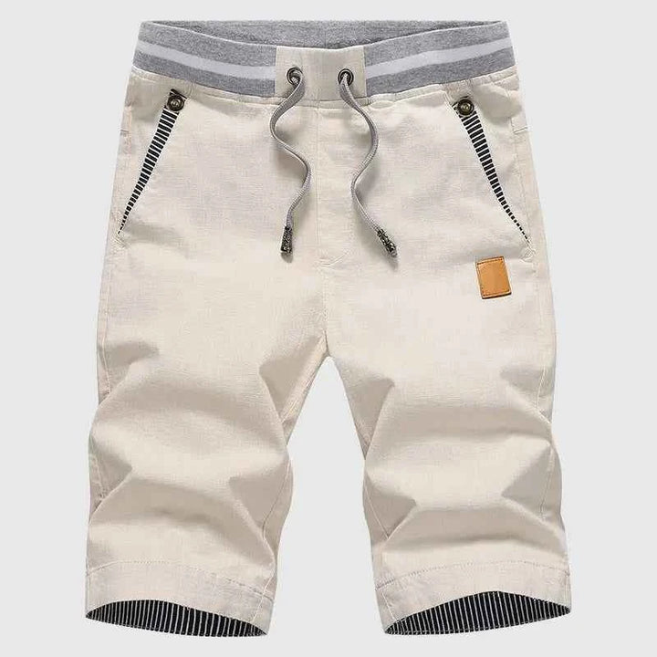 Men's Elastic Waist Cotton Summer Shorts White