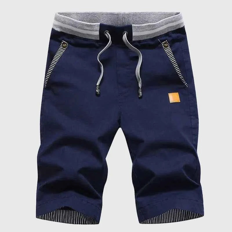 Men's Elastic Waist Cotton Summer Shorts Dark Blue