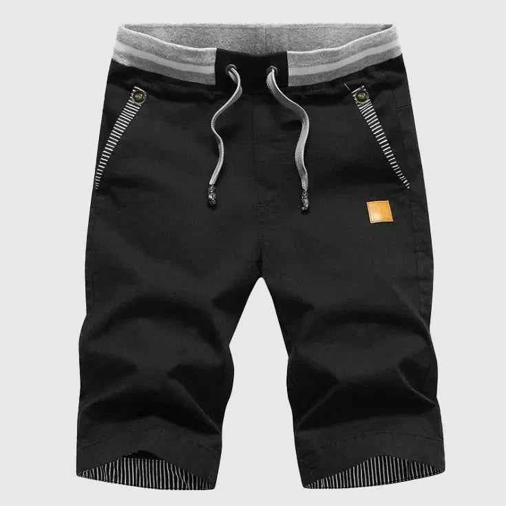 Men's Elastic Waist Cotton Summer Shorts Black