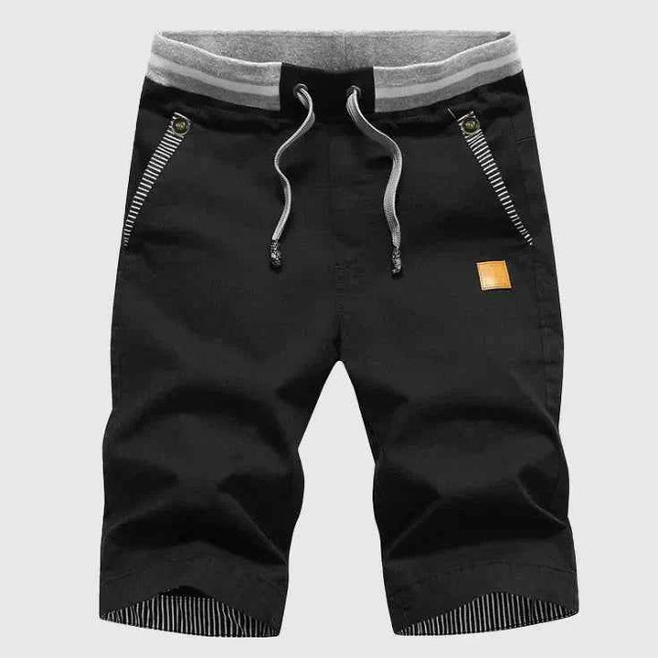 Men's Elastic Waist Cotton Summer Shorts Black