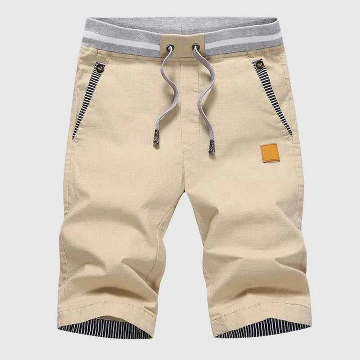 Men's Elastic Waist Cotton Summer Shorts Beige