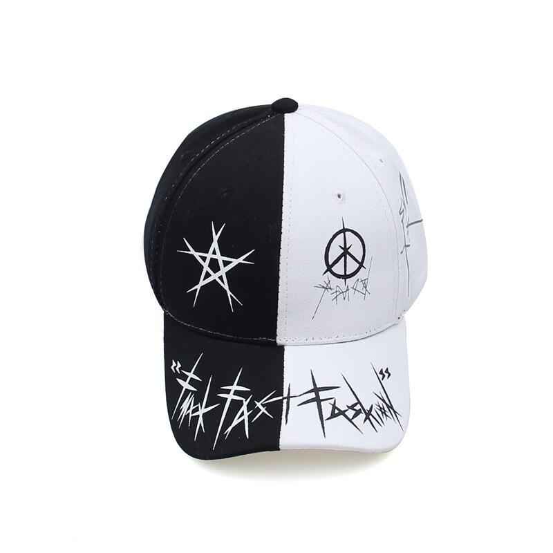 Custom Graffiti Snapback Cap - Black & White Patchwork for Hip Hop Style Enthusiasts