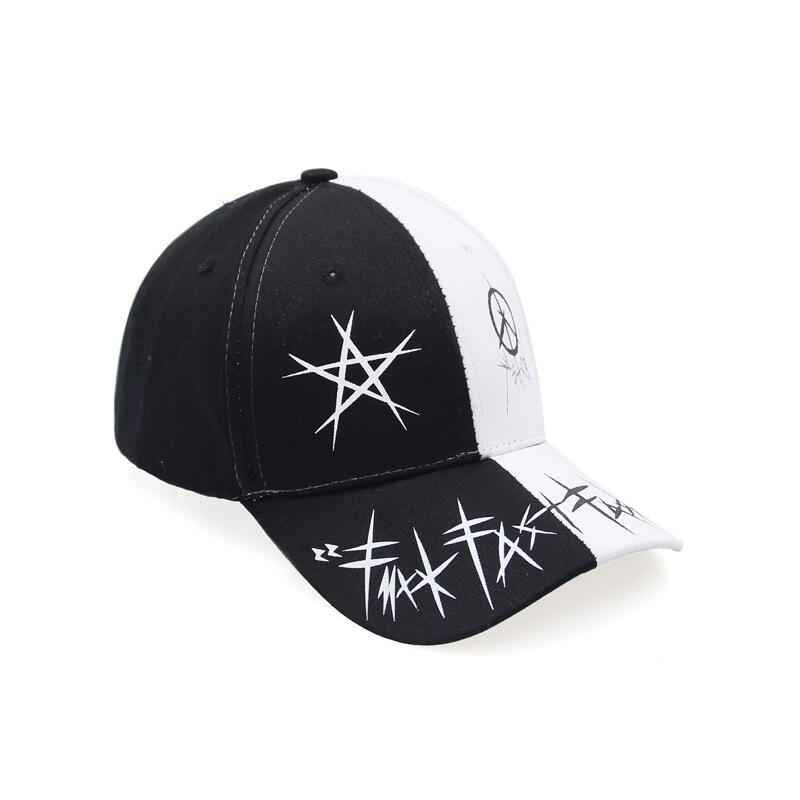 Custom Graffiti Snapback Cap - Black & White Patchwork for Hip Hop Style Enthusiasts