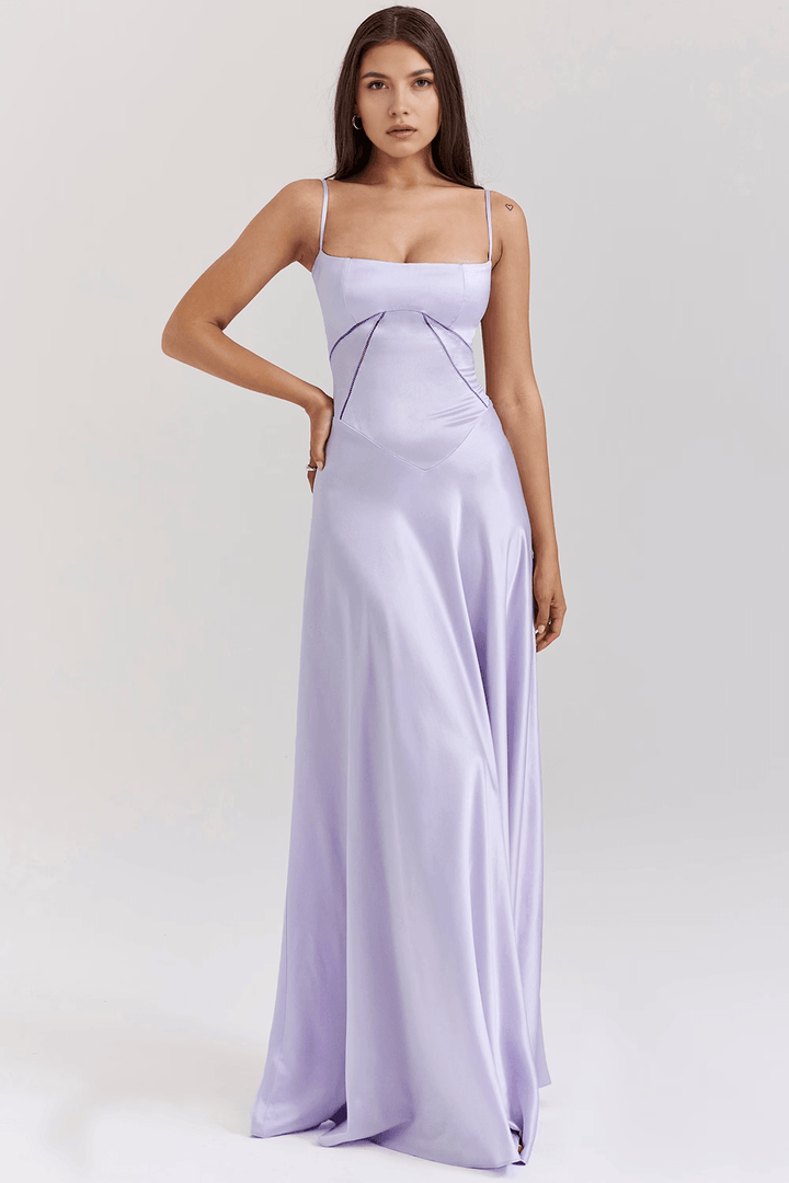 Donna | Women's Elegant Maxi Bustier Dress Lilac