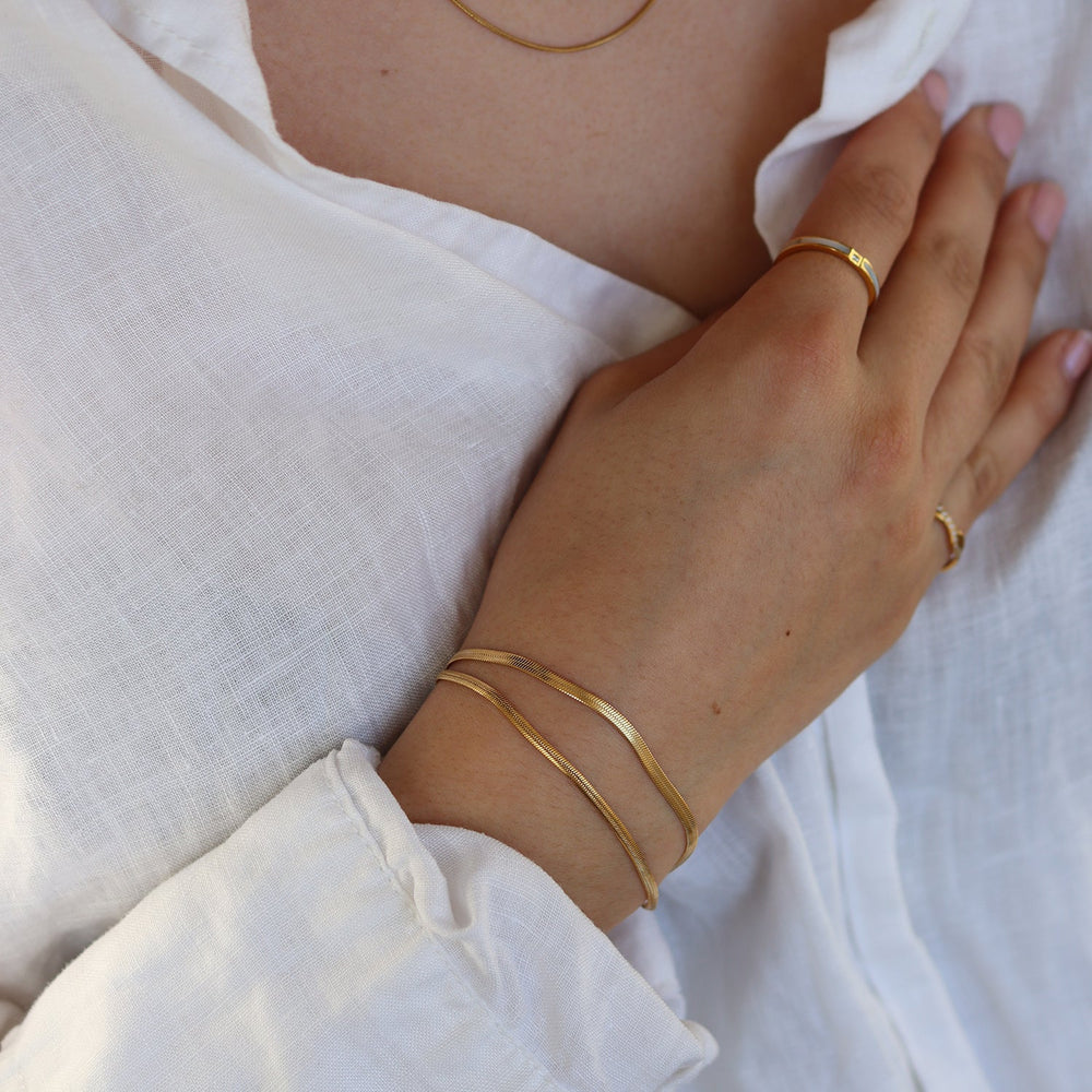 Yesminne | Women's Double Bracelet – Gold Waterproof Stainless Steel