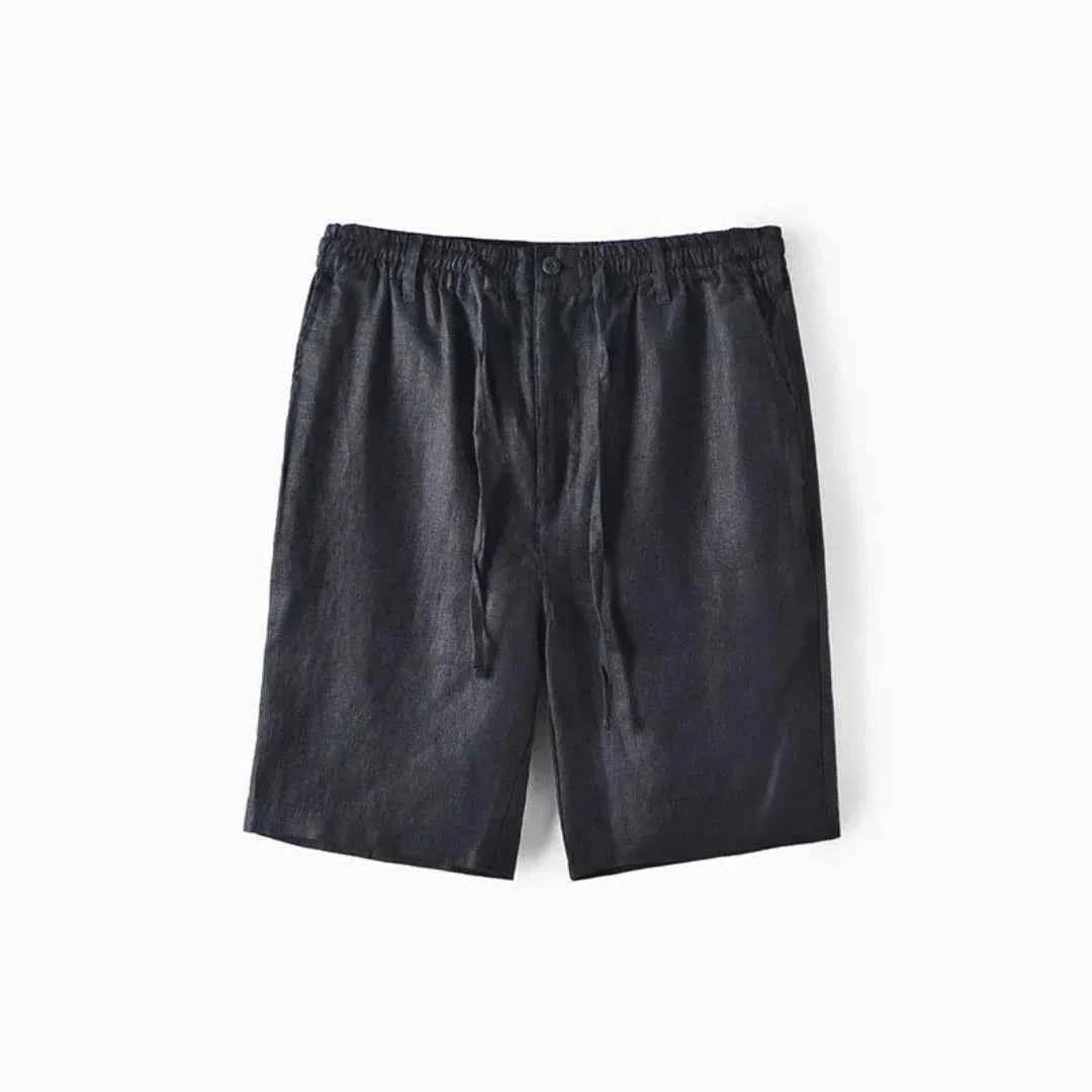 Men's Relaxed Linen Drawstring Shorts Black