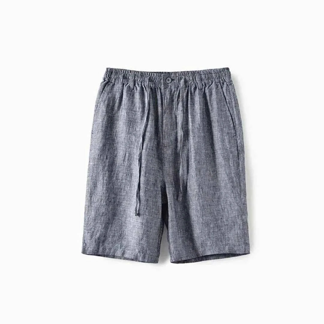 Men's Relaxed Linen Drawstring Shorts Gray