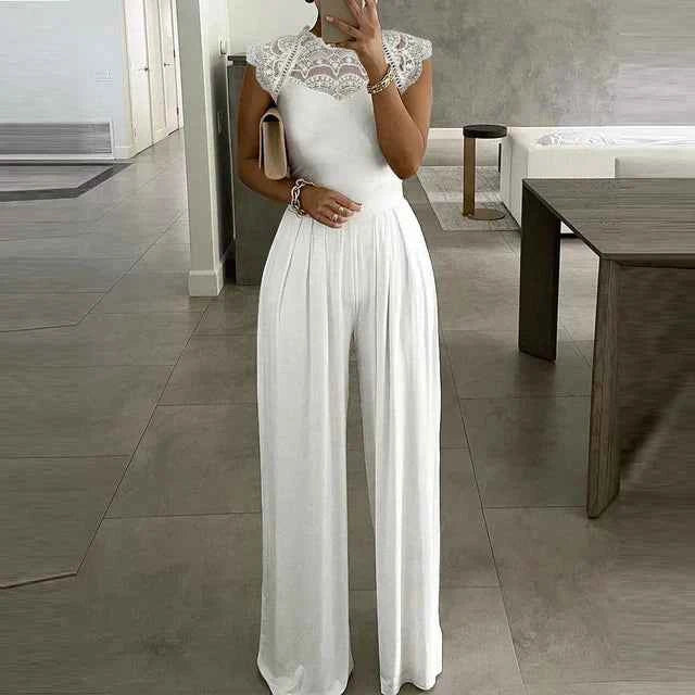 Women's Chic Jumpsuit for Evening Parties and Night Events White