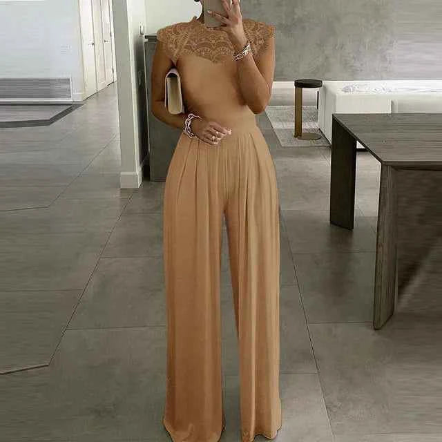 Women's Chic Jumpsuit for Evening Parties and Night Events Camel