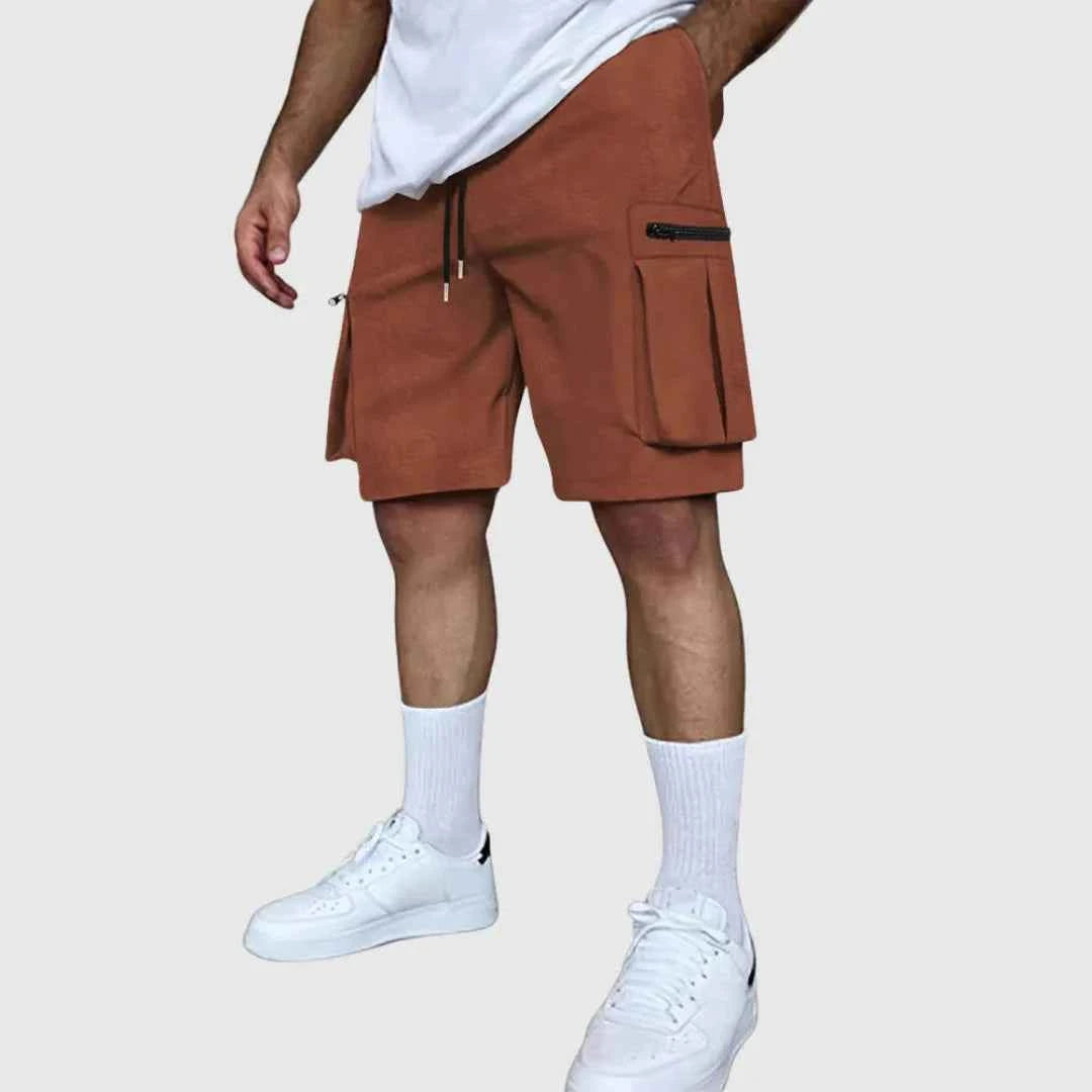 Men's Multi-Pocket Utility Cargo Shorts Orange
