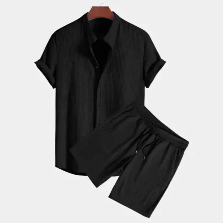 Men's Textured Two-Piece Lounge Set Black