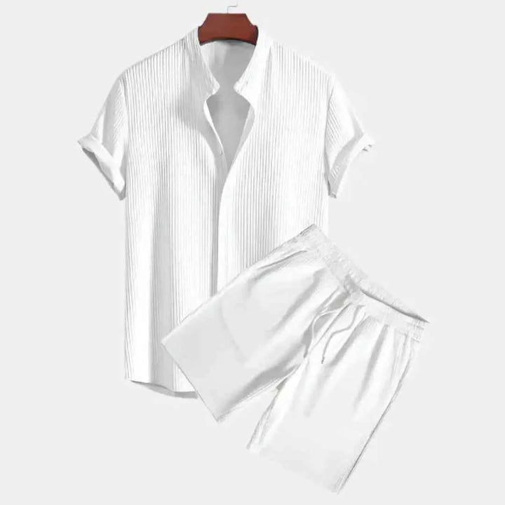 Men's Textured Two-Piece Lounge Set White