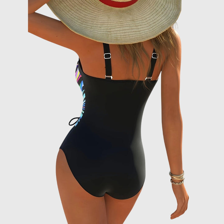 Women's High Elastic Black Bikini with Cross-Front Design