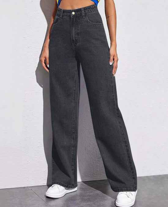 Women's Baggy Jeans - Stylish and Comfortable Fit Dark Grey