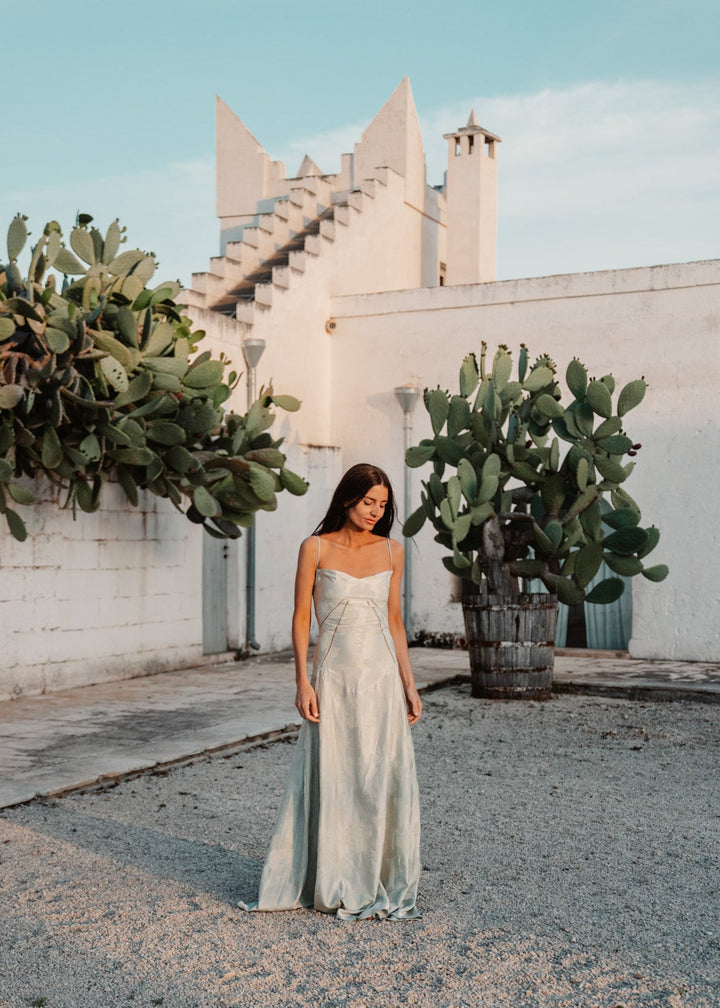 Gilda | Women's Elegant Floral Print Maxi Dress - Pistachio Green