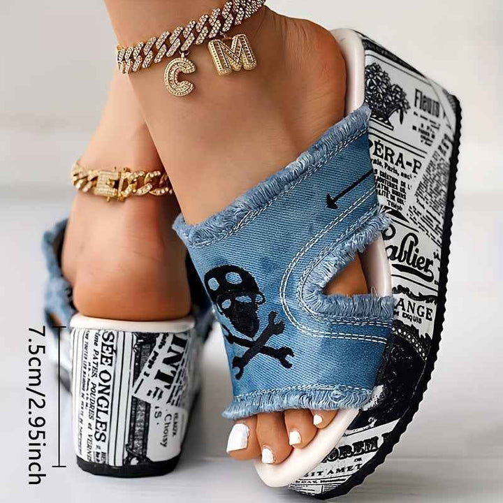 Rosa | Women's Fashionable Wedge Sandals with Denim Style