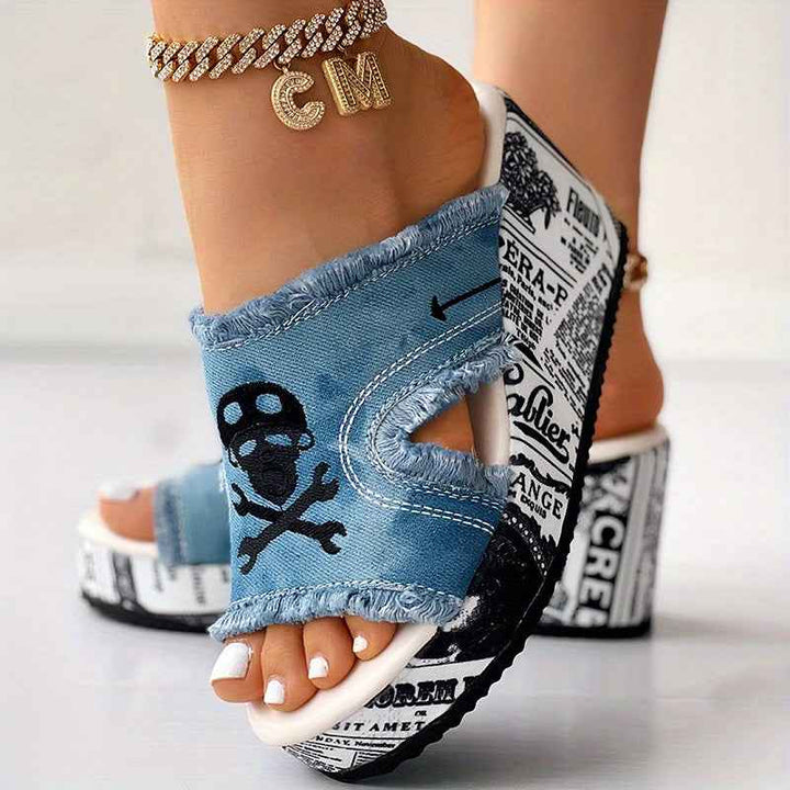 Rosa | Women's Fashionable Wedge Sandals with Denim Style
