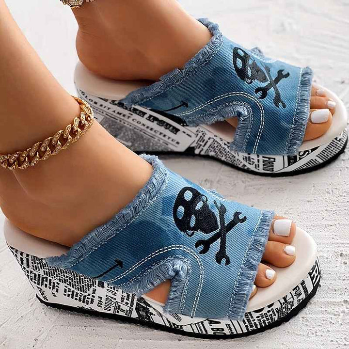 Rosa | Women's Fashionable Wedge Sandals with Denim Style