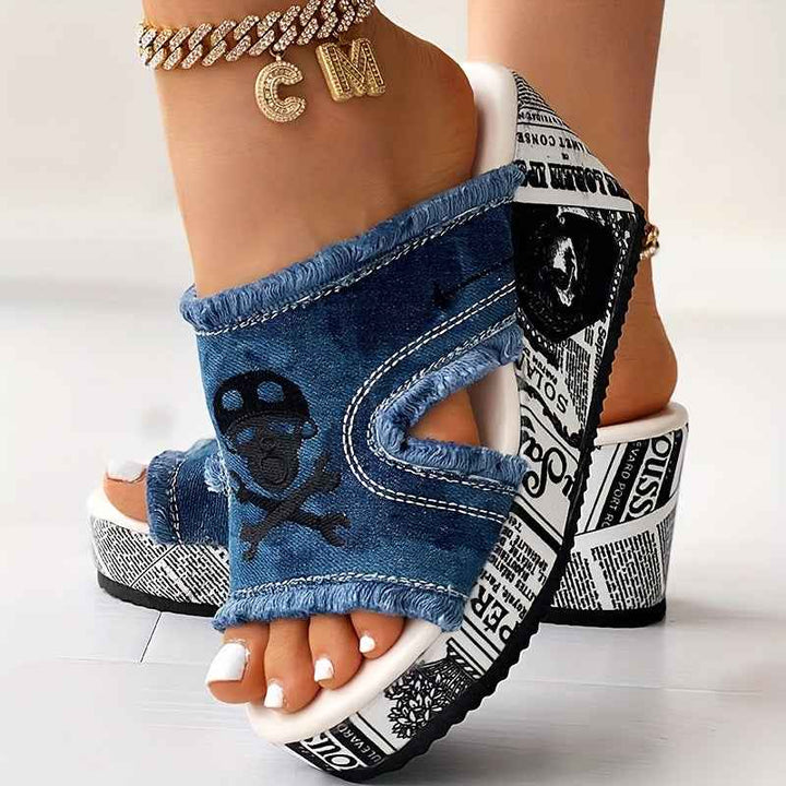 Rosa | Women's Fashionable Wedge Sandals with Denim Style