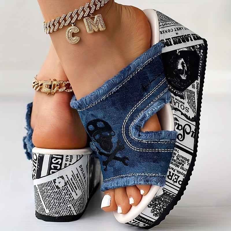 Rosa | Women's Fashionable Wedge Sandals with Denim Style