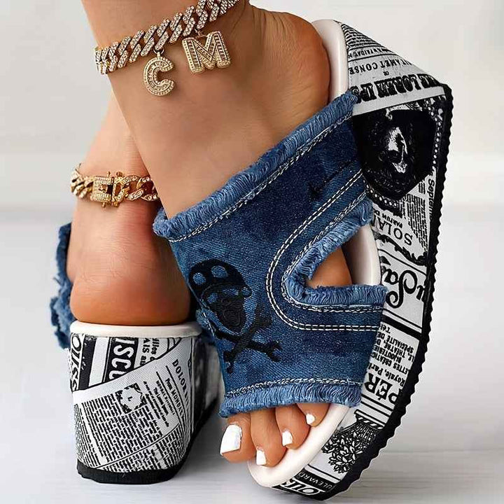 Rosa | Women's Fashionable Wedge Sandals with Denim Style