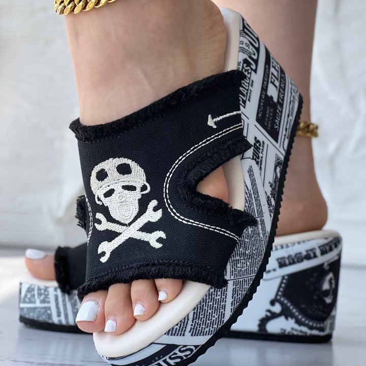 Rosa | Women's Fashionable Wedge Sandals with Denim Style Black