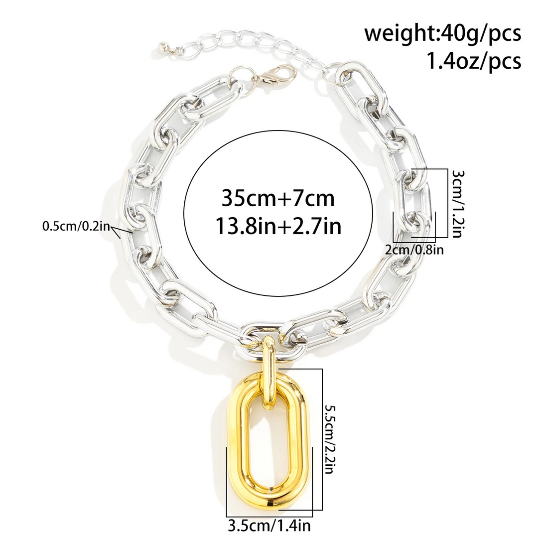 Two-Tone Chain and Charm Necklace