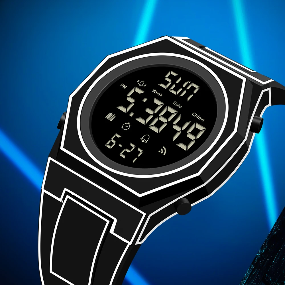 Stylish Digital Sketch Watch Black