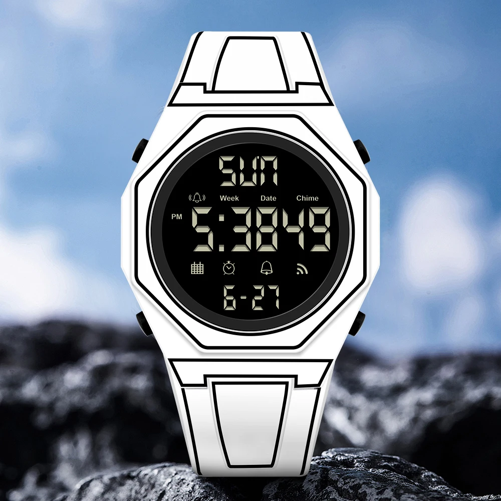 Stylish Digital Sketch Watch White
