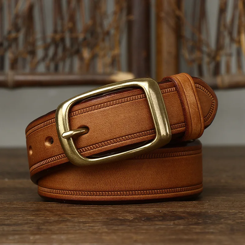 100% Genuine Cowhide Leather Belt Classic Brown