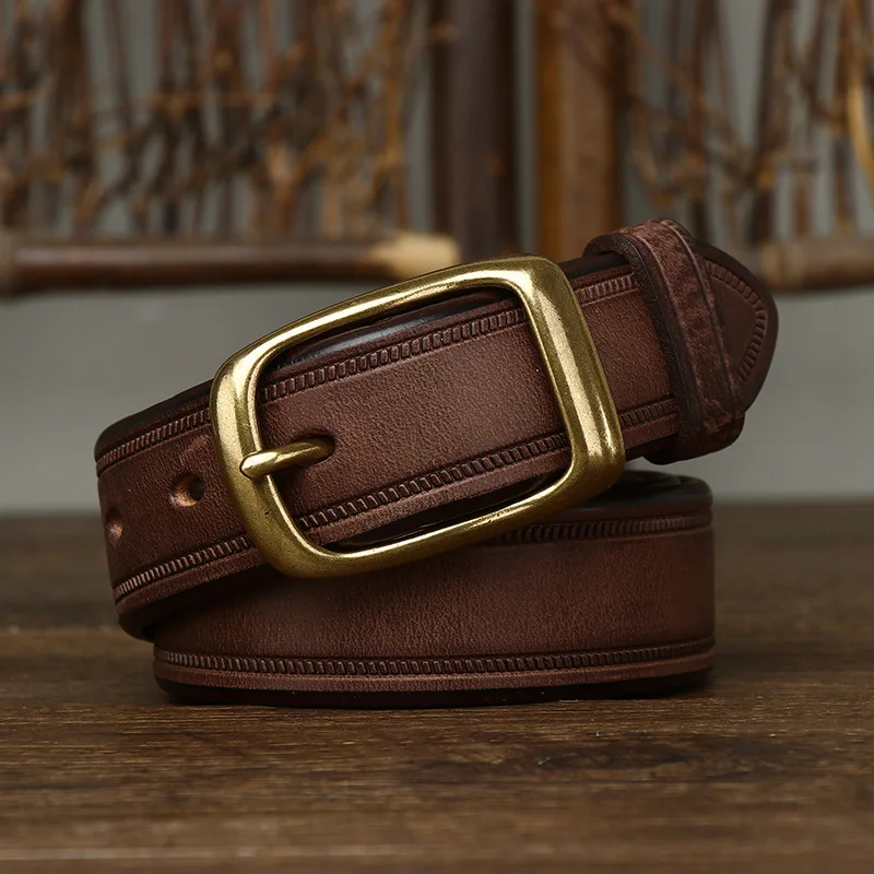 100% Genuine Cowhide Leather Belt Dark Brown