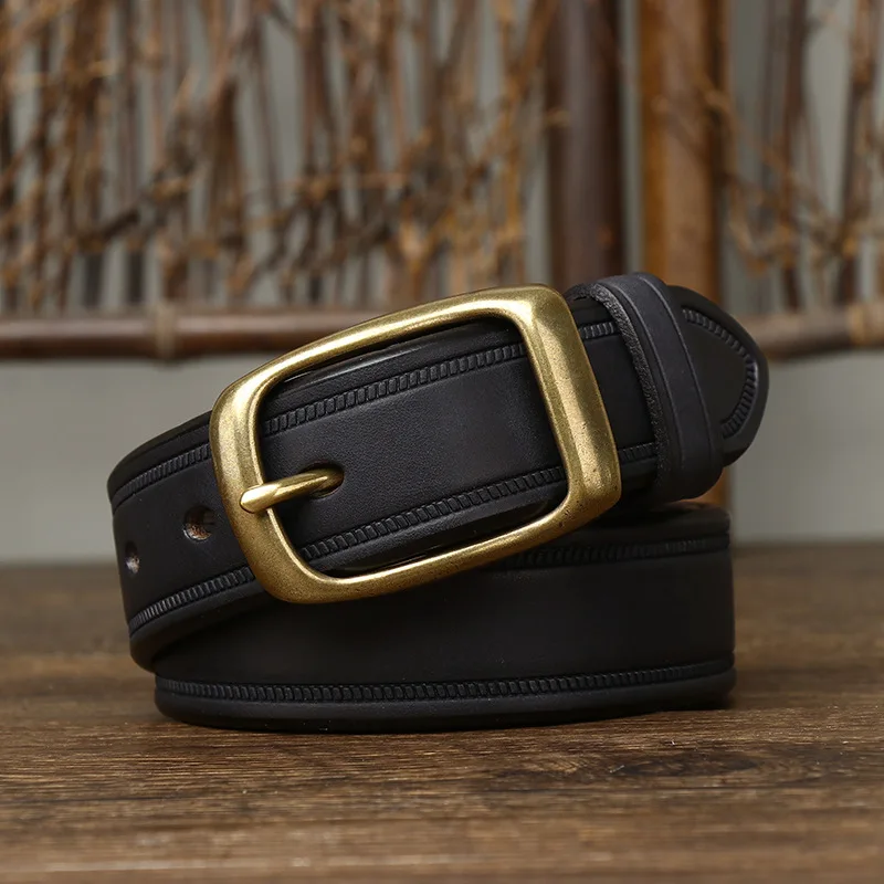 100% Genuine Cowhide Leather Belt Jet Black