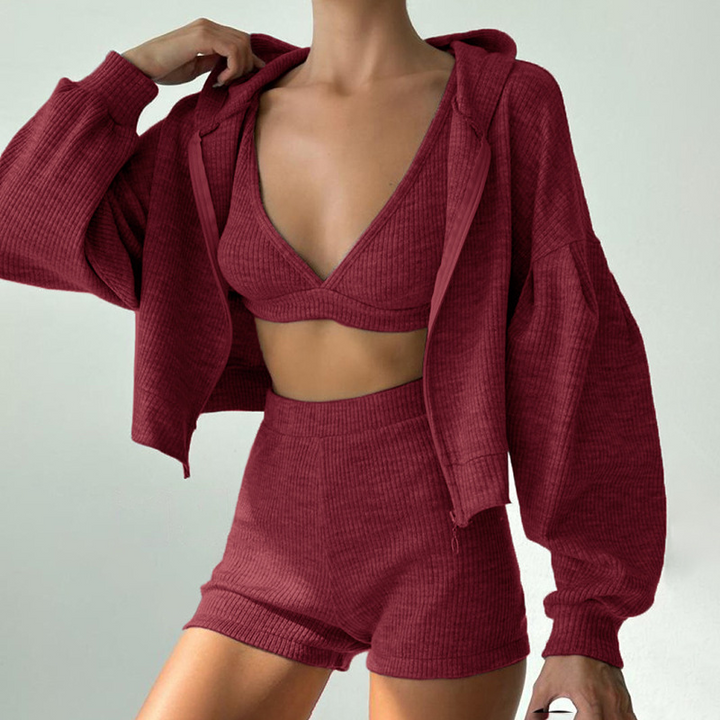 3-Piece Lounge Set for Ultimate Comfort Maroon
