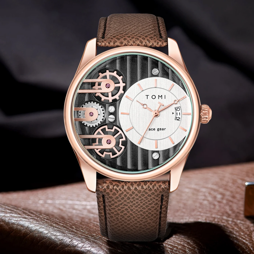 Gearline Stylish Watch for Everyday Wear Gold Brown