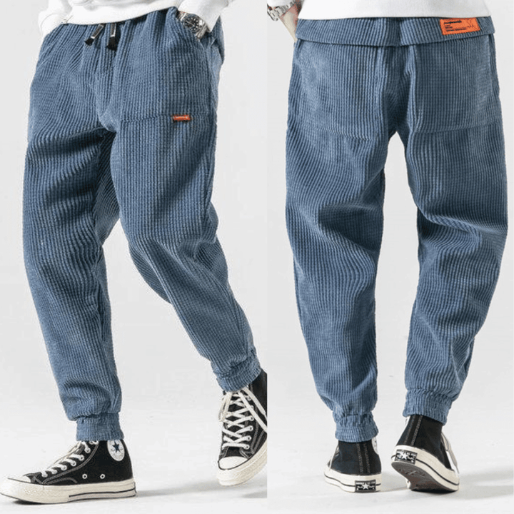 Men's Relaxed Fit Comfortable Corduroy Pants Blauw