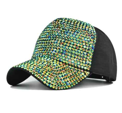 Diamond Baseball Cap Light Board Cap Green Adjustable