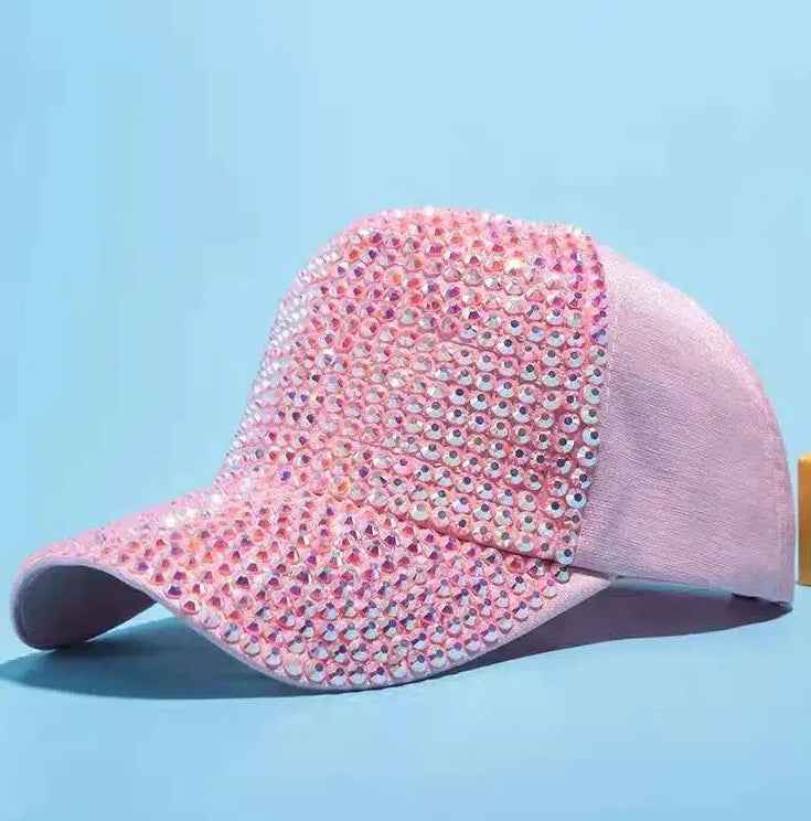 Diamond Baseball Cap Light Board Cap Pink A Adjustable