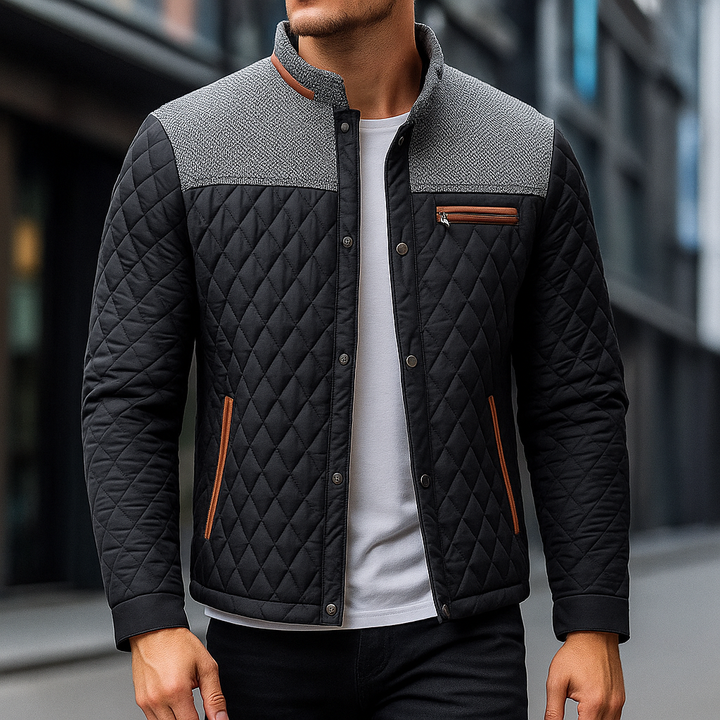 Diamond Quilted Puffer Jacket for Men Black