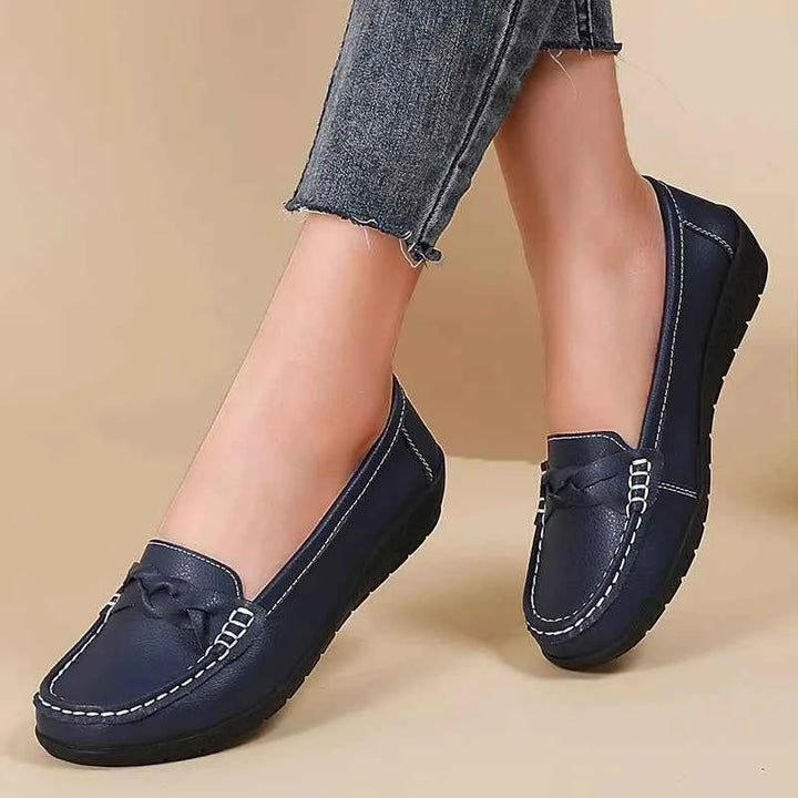 Diana - Genuine Leather Moccasin Loafers ~ Big Size