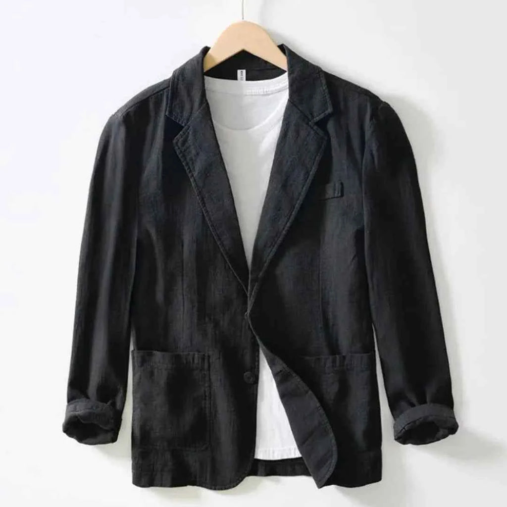 Men's Casual Linen Blazer Black