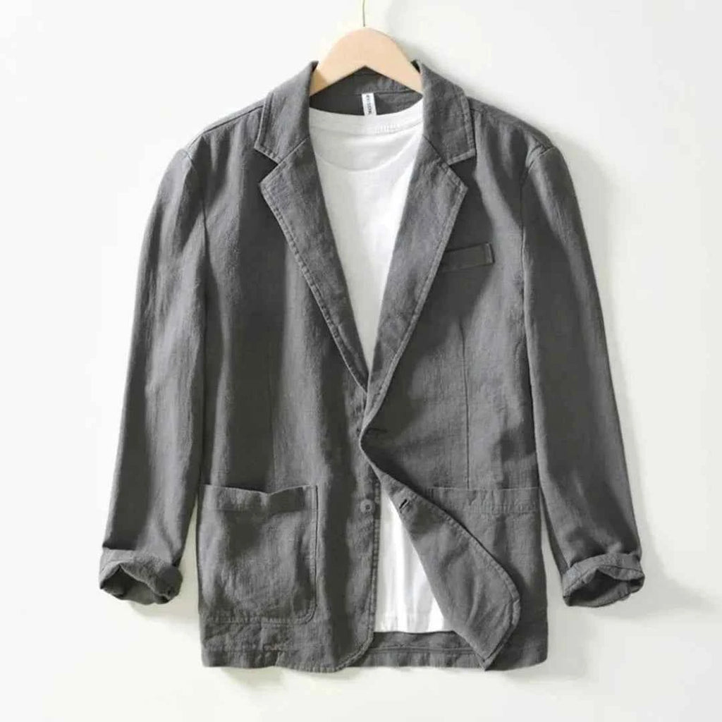 Men's Casual Linen Blazer Gray