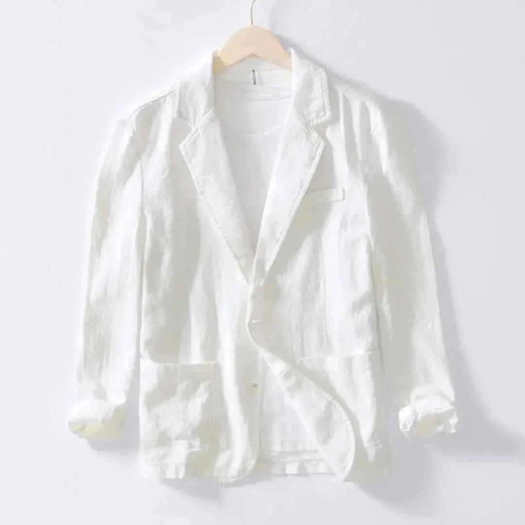 Men's Casual Linen Blazer White