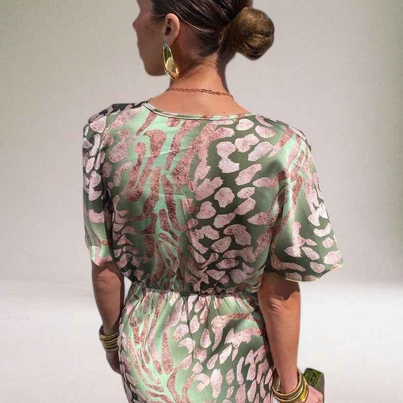 Domenica | Elegant Maxi Dress with Unique V-neck for Women