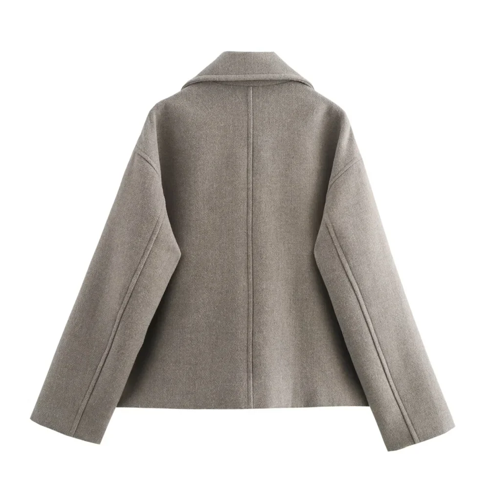 Double-Breasted Wool-Collar Women's Coat – Tailored Autumn Style